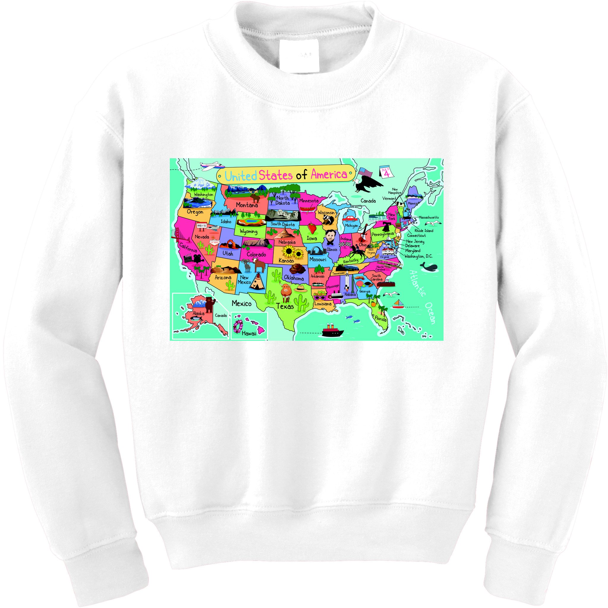 United States Cartoon Drawing Kids Sweatshirt