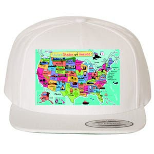 United States Cartoon Drawing Wool Snapback Cap