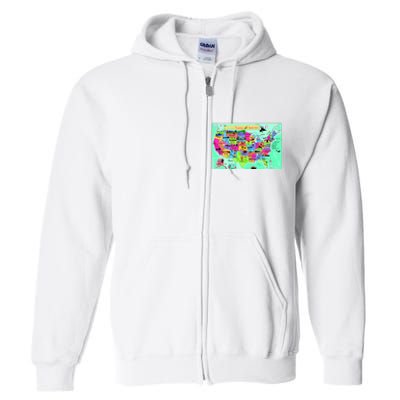 United States Cartoon Drawing Full Zip Hoodie