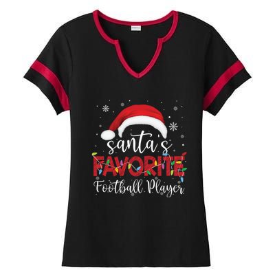 Ugly Sweater Christmas SantaS Favorite Football Player Xmas Cute Gift Ladies Halftime Notch Neck Tee