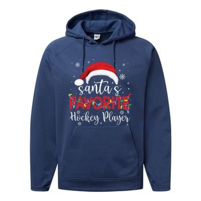 Ugly Sweater Christmas SantaS Favorite Hockey Player Xmas Gift Performance Fleece Hoodie