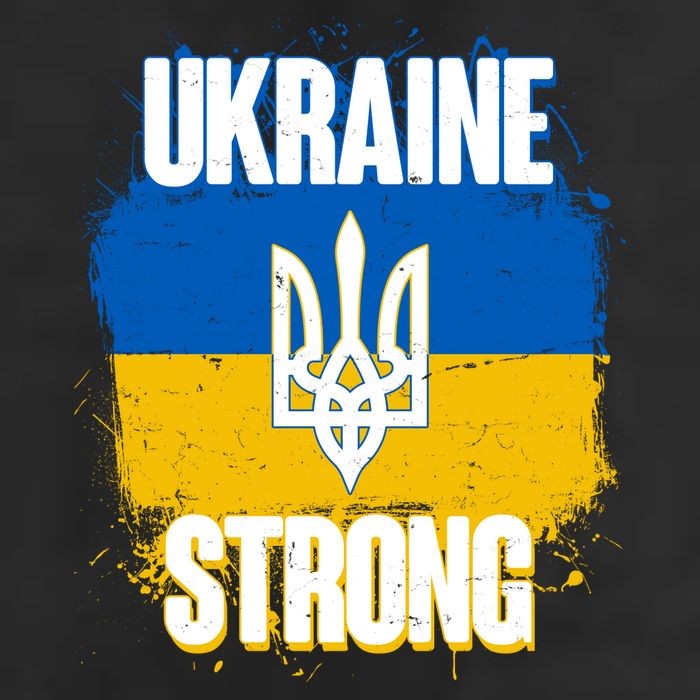 Ukraine Strong Distressed Painted Flag I Stand With Ukraine 7 Panel Mesh Trucker Snapback Hat