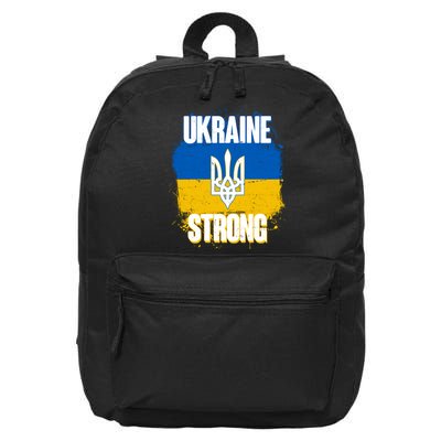 Ukraine Strong Distressed Painted Flag I Stand With Ukraine 16 in Basic Backpack