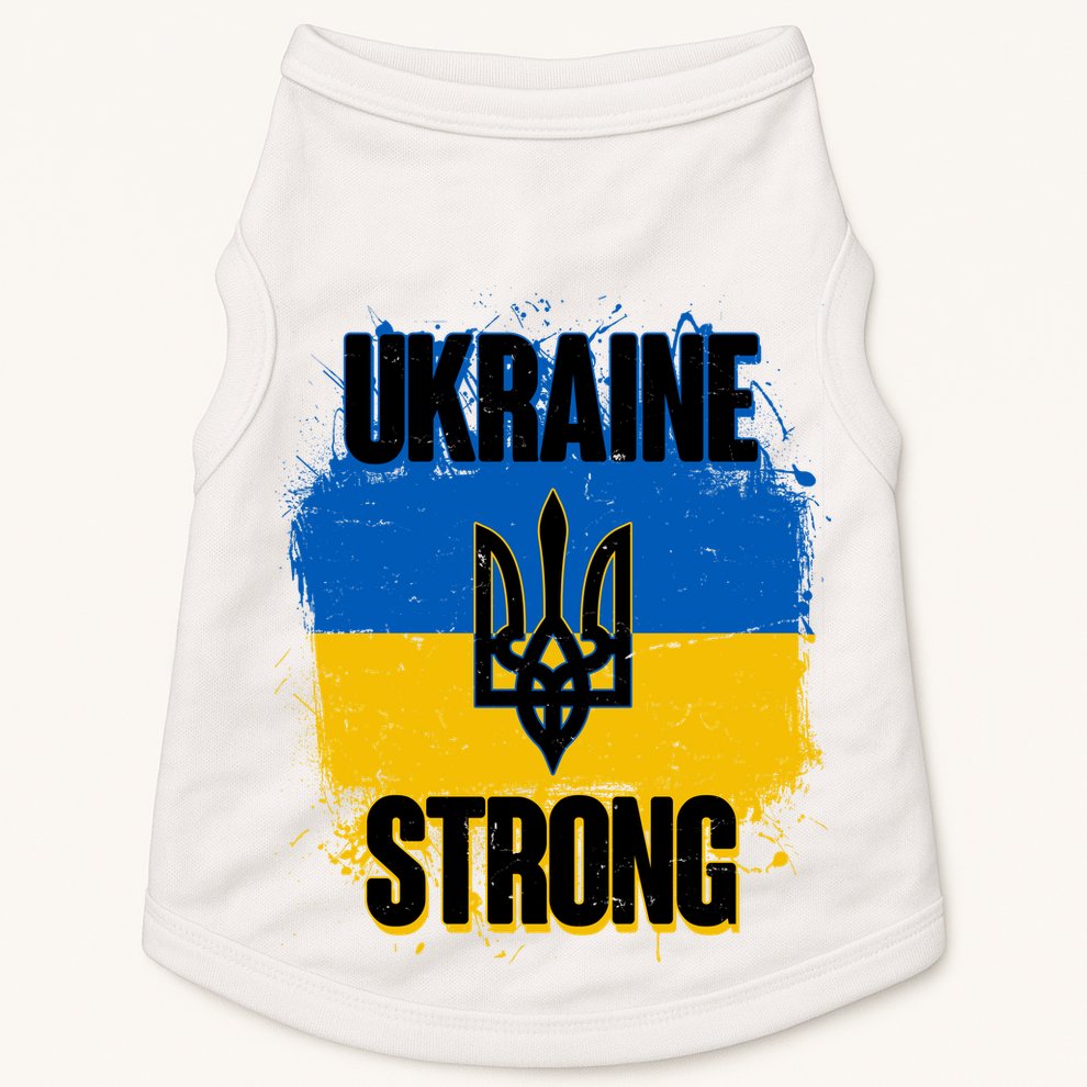 Ukraine Strong Distressed Painted Flag I Stand With Ukraine Doggie Tank