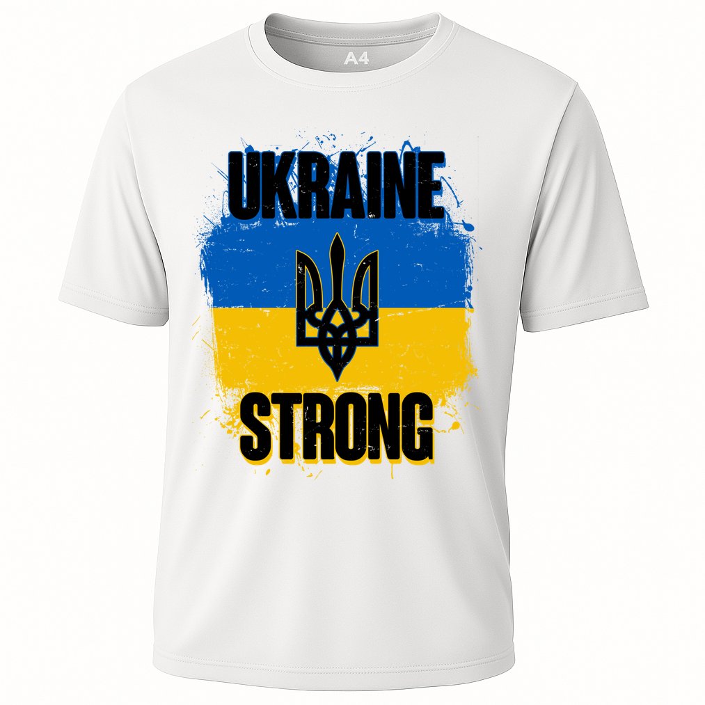 Ukraine Strong Distressed Painted Flag I Stand With Ukraine Cooling Performance Crew T-Shirt