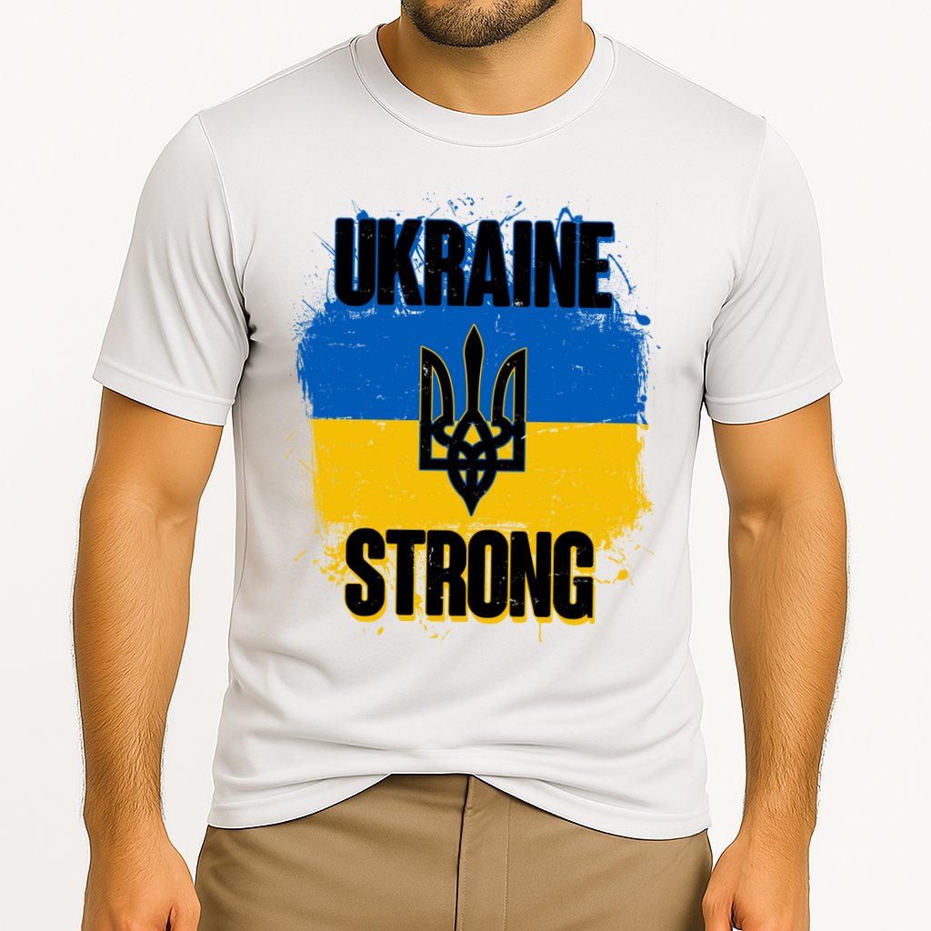 Ukraine Strong Distressed Painted Flag I Stand With Ukraine Cooling Performance Crew T-Shirt