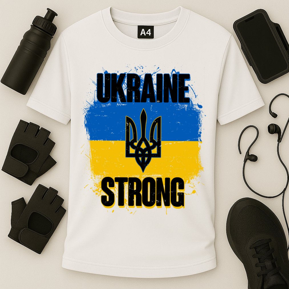 Ukraine Strong Distressed Painted Flag I Stand With Ukraine Cooling Performance Crew T-Shirt