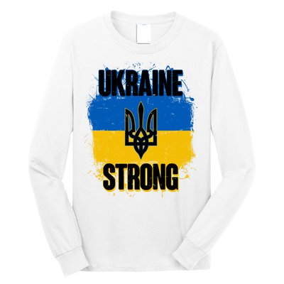 Ukraine Strong Distressed Painted Flag I Stand With Ukraine Long Sleeve Shirt