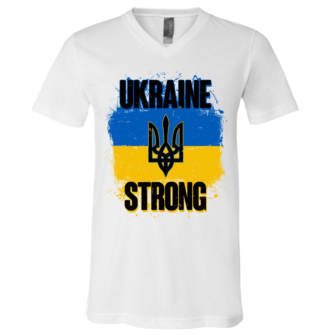 Ukraine Strong Distressed Painted Flag I Stand With Ukraine V-Neck T-Shirt