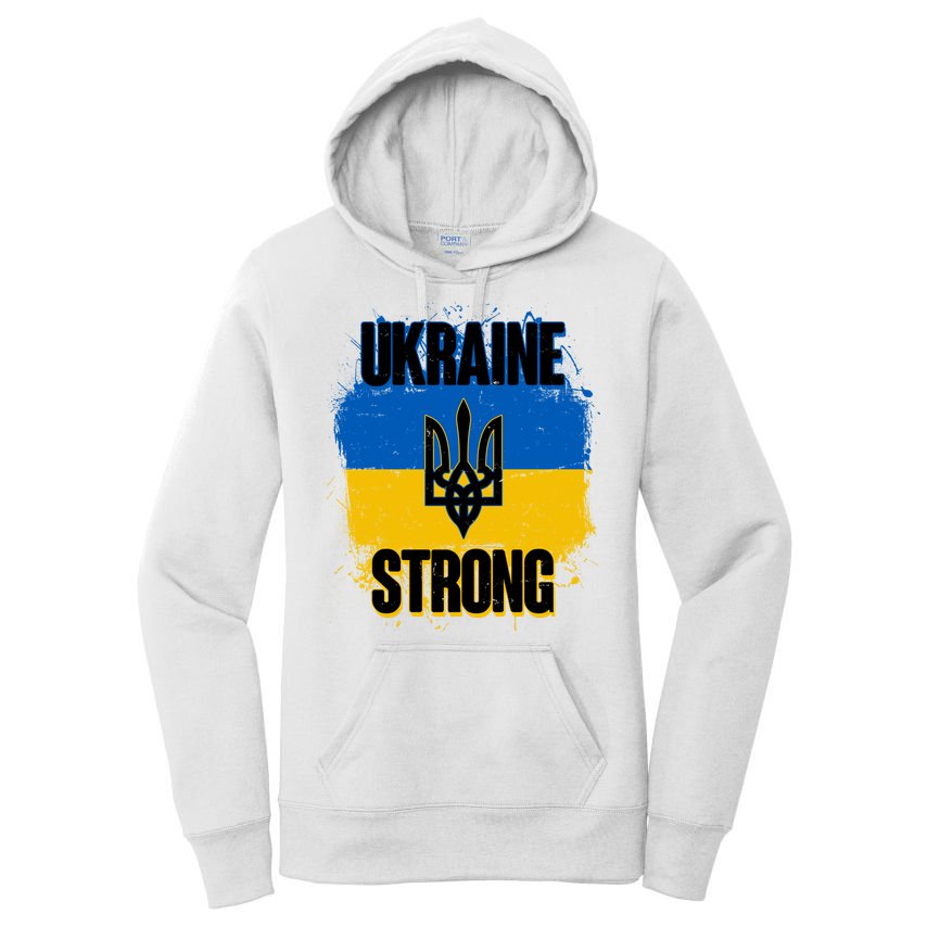Ukraine Strong Distressed Painted Flag I Stand With Ukraine Women's Pullover Hoodie
