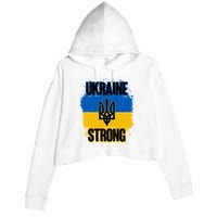 Ukraine Strong Distressed Painted Flag I Stand With Ukraine Crop Fleece Hoodie