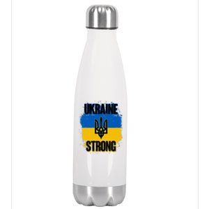 Ukraine Strong Distressed Painted Flag I Stand With Ukraine Stainless Steel Insulated Water Bottle