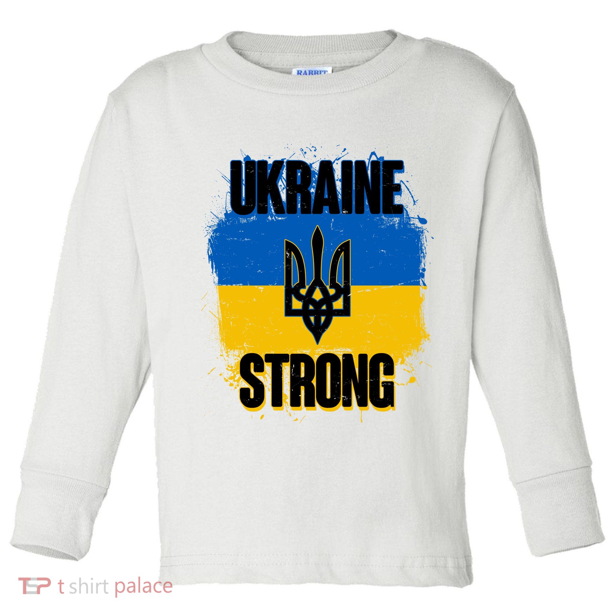 Ukraine Strong Distressed Painted Flag I Stand With Ukraine Toddler Long Sleeve Shirt