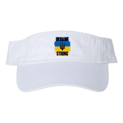 Ukraine Strong Distressed Painted Flag I Stand With Ukraine Valucap Bio-Washed Visor