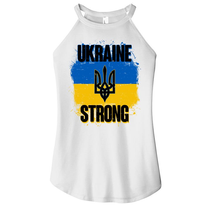 Ukraine Strong Distressed Painted Flag I Stand With Ukraine Women's Perfect Tri Rocker Tank