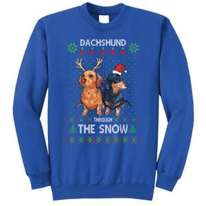 Ugly Sweater Dachshund Dog Through The Snow Merry Christmas Great Gift Sweatshirt