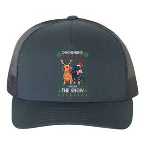 Ugly Sweater Dachshund Dog Through The Snow Merry Christmas Great Gift Yupoong Adult 5-Panel Trucker Hat