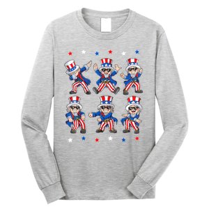 Uncle Sam Dance Dabbing Patriotic 4th Of July American Flag Long Sleeve Shirt