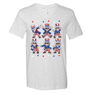 Uncle Sam Dance Dabbing Patriotic 4th Of July American Flag V-Neck T-Shirt