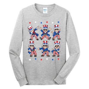 Uncle Sam Dance Dabbing Patriotic 4th Of July American Flag Tall Long Sleeve T-Shirt