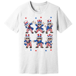 Uncle Sam Dance Dabbing Patriotic 4th Of July American Flag Premium T-Shirt