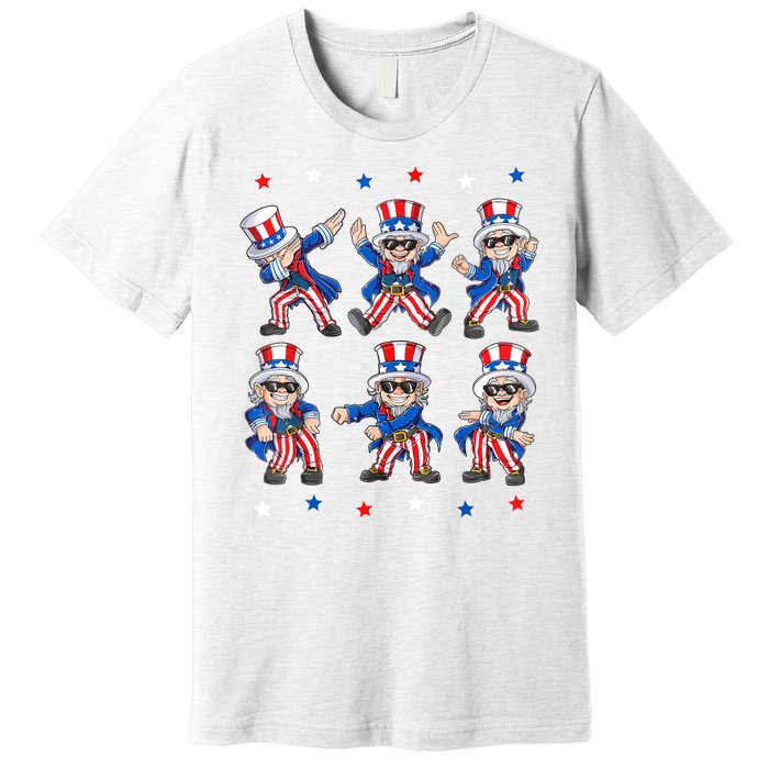 Uncle Sam Dance Dabbing Patriotic 4th Of July American Flag Premium T-Shirt