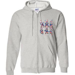 Uncle Sam Dance Dabbing Patriotic 4th Of July American Flag Full Zip Hoodie