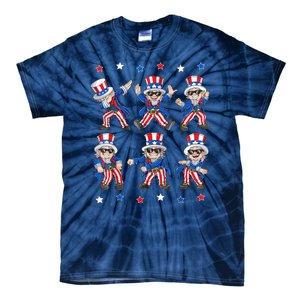 Uncle Sam Dance Dabbing Patriotic 4th Of July American Flag Tie-Dye T-Shirt