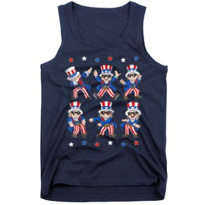 Uncle Sam Dance Dabbing Patriotic 4th Of July American Flag Tank Top