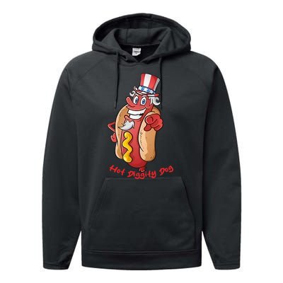 Uncle Sam Design For Men And Women Hot Diggity Dog Performance Fleece Hoodie