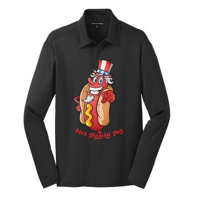 Uncle Sam Design For Men And Women Hot Diggity Dog Silk Touch Performance Long Sleeve Polo