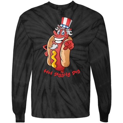 Uncle Sam Design For Men And Women Hot Diggity Dog Tie-Dye Long Sleeve Shirt