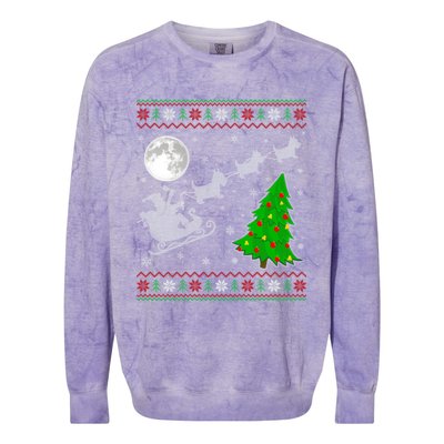 Ugly Scottie Dog Xmas Lighting Tree Santa Riding Scottie Dog Cute Gift Colorblast Crewneck Sweatshirt