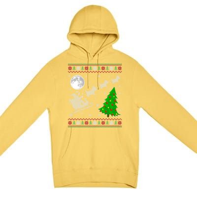 Ugly Scottie Dog Xmas Lighting Tree Santa Riding Scottie Dog Cute Gift Premium Pullover Hoodie