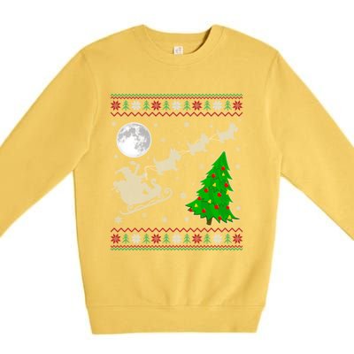 Ugly Scottie Dog Xmas Lighting Tree Santa Riding Scottie Dog Cute Gift Premium Crewneck Sweatshirt