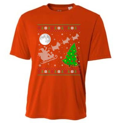 Ugly Scottie Dog Xmas Lighting Tree Santa Riding Scottie Dog Cute Gift Cooling Performance Crew T-Shirt