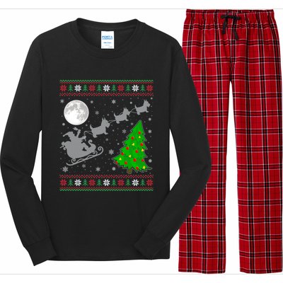 Ugly Scottie Dog Xmas Lighting Tree Santa Riding Scottie Dog Cute Gift Long Sleeve Pajama Set