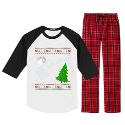 Ugly Scottie Dog Xmas Lighting Tree Santa Riding Scottie Dog Cute Gift Raglan Sleeve Pajama Set