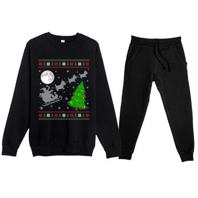 Ugly Scottie Dog Xmas Lighting Tree Santa Riding Scottie Dog Cute Gift Premium Crewneck Sweatsuit Set