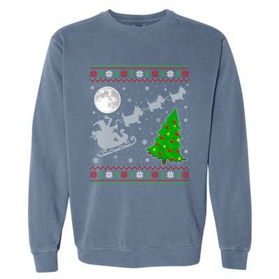 Ugly Scottie Dog Xmas Lighting Tree Santa Riding Scottie Dog Cute Gift Garment-Dyed Sweatshirt