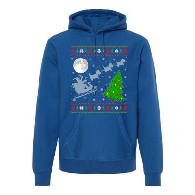 Ugly Scottie Dog Xmas Lighting Tree Santa Riding Scottie Dog Cute Gift Premium Hoodie