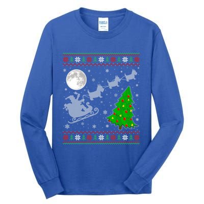 Ugly Scottie Dog Xmas Lighting Tree Santa Riding Scottie Dog Cute Gift Tall Long Sleeve T-Shirt