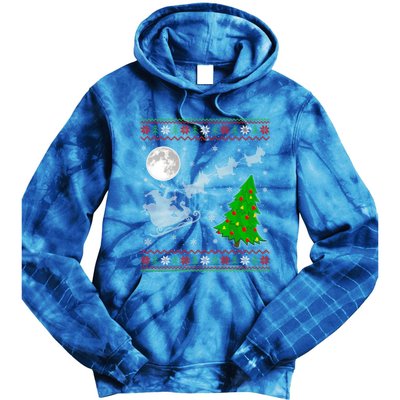 Ugly Scottie Dog Xmas Lighting Tree Santa Riding Scottie Dog Cute Gift Tie Dye Hoodie