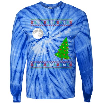 Ugly Scottie Dog Xmas Lighting Tree Santa Riding Scottie Dog Cute Gift Tie-Dye Long Sleeve Shirt