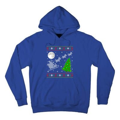 Ugly Scottie Dog Xmas Lighting Tree Santa Riding Scottie Dog Cute Gift Tall Hoodie