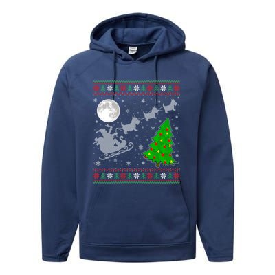 Ugly Scottie Dog Xmas Lighting Tree Santa Riding Scottie Dog Cute Gift Performance Fleece Hoodie