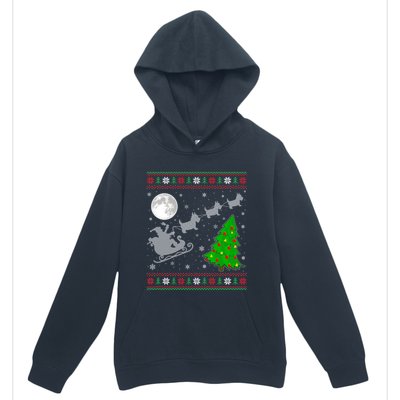 Ugly Scottie Dog Xmas Lighting Tree Santa Riding Scottie Dog Cute Gift Urban Pullover Hoodie