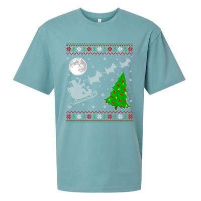 Ugly Scottie Dog Xmas Lighting Tree Santa Riding Scottie Dog Cute Gift Sueded Cloud Jersey T-Shirt