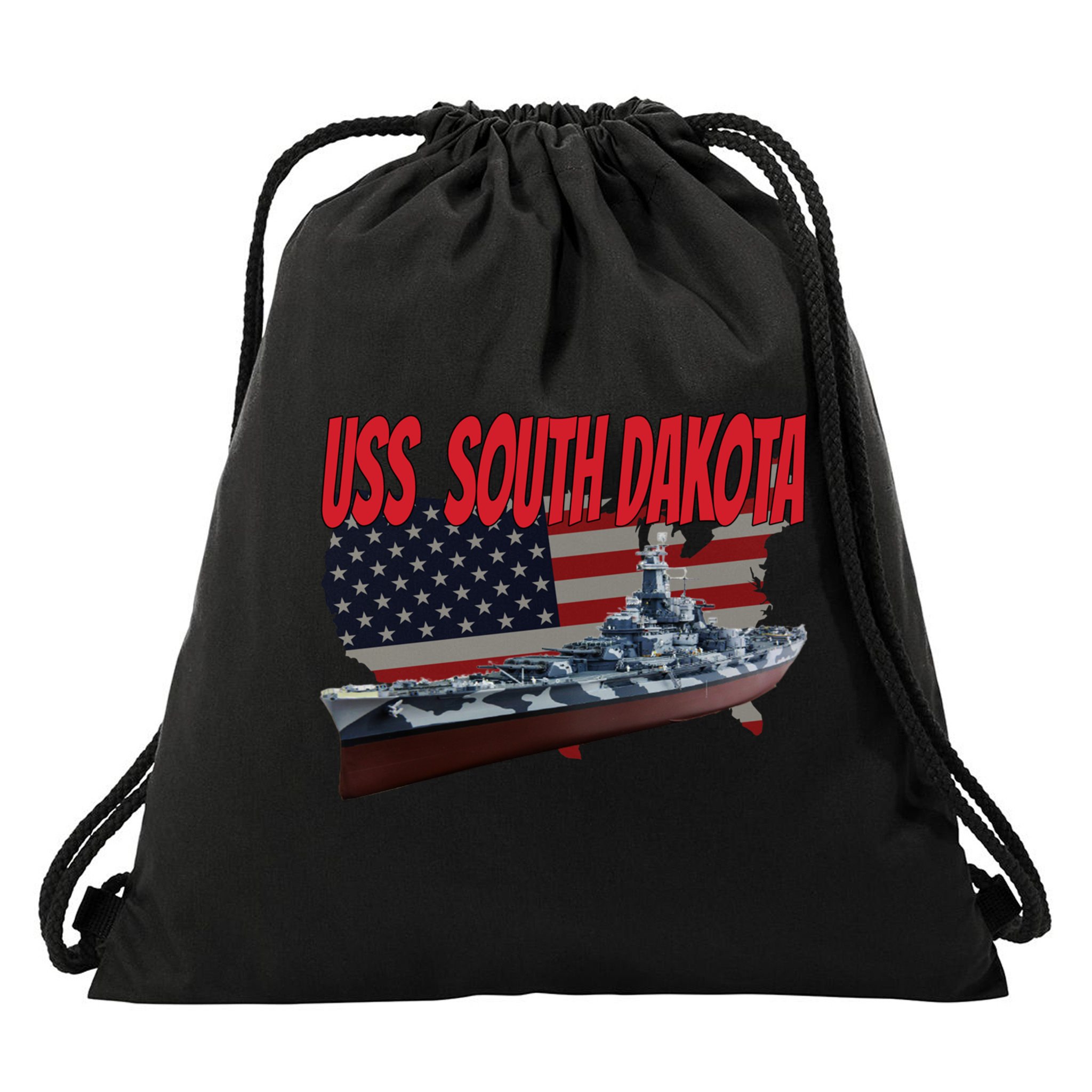 Uss South Dakota Bbgift57 Ww2 War Veteran Battleship Dad Boy Gift Drawstring Bag