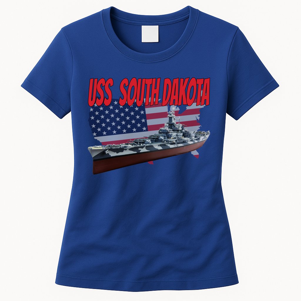 Uss South Dakota Bbgift57 Ww2 War Veteran Battleship Dad Boy Gift Womens T-Shirt